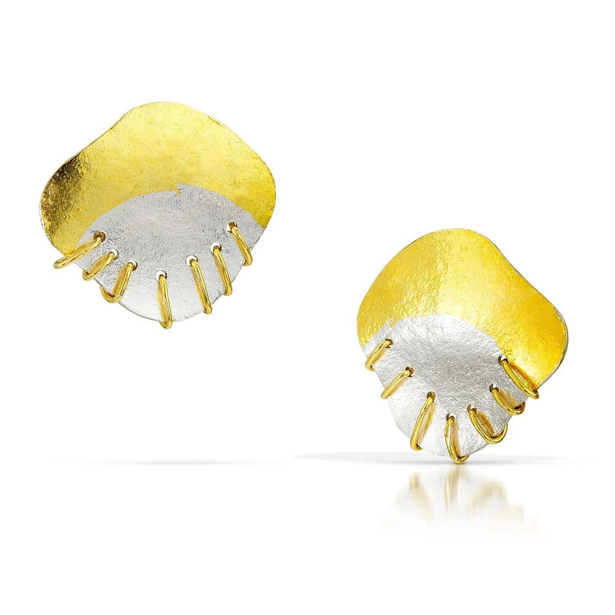 Bright Two-Tone Stud Earrings