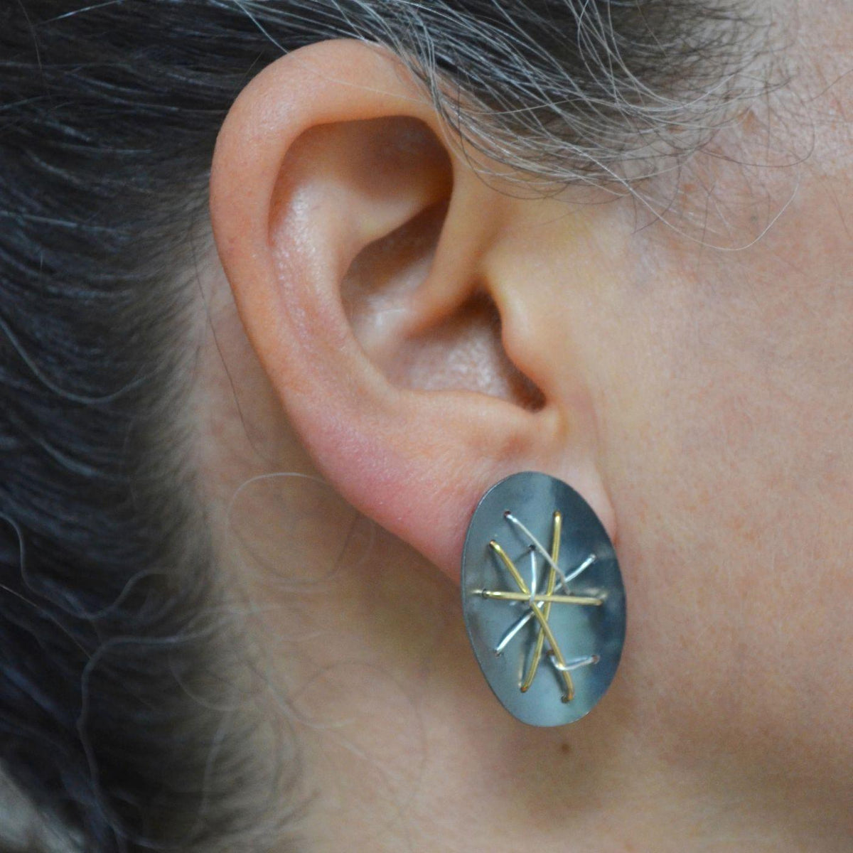 Oval Earrings with 18k Gold