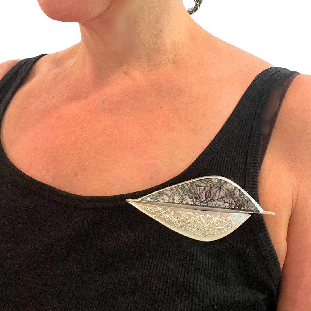 Fine Line Leaf Necklace and Brooch