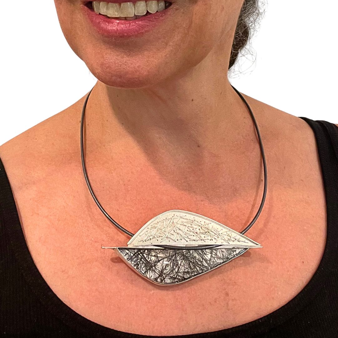 Fine Line Leaf Necklace and Brooch