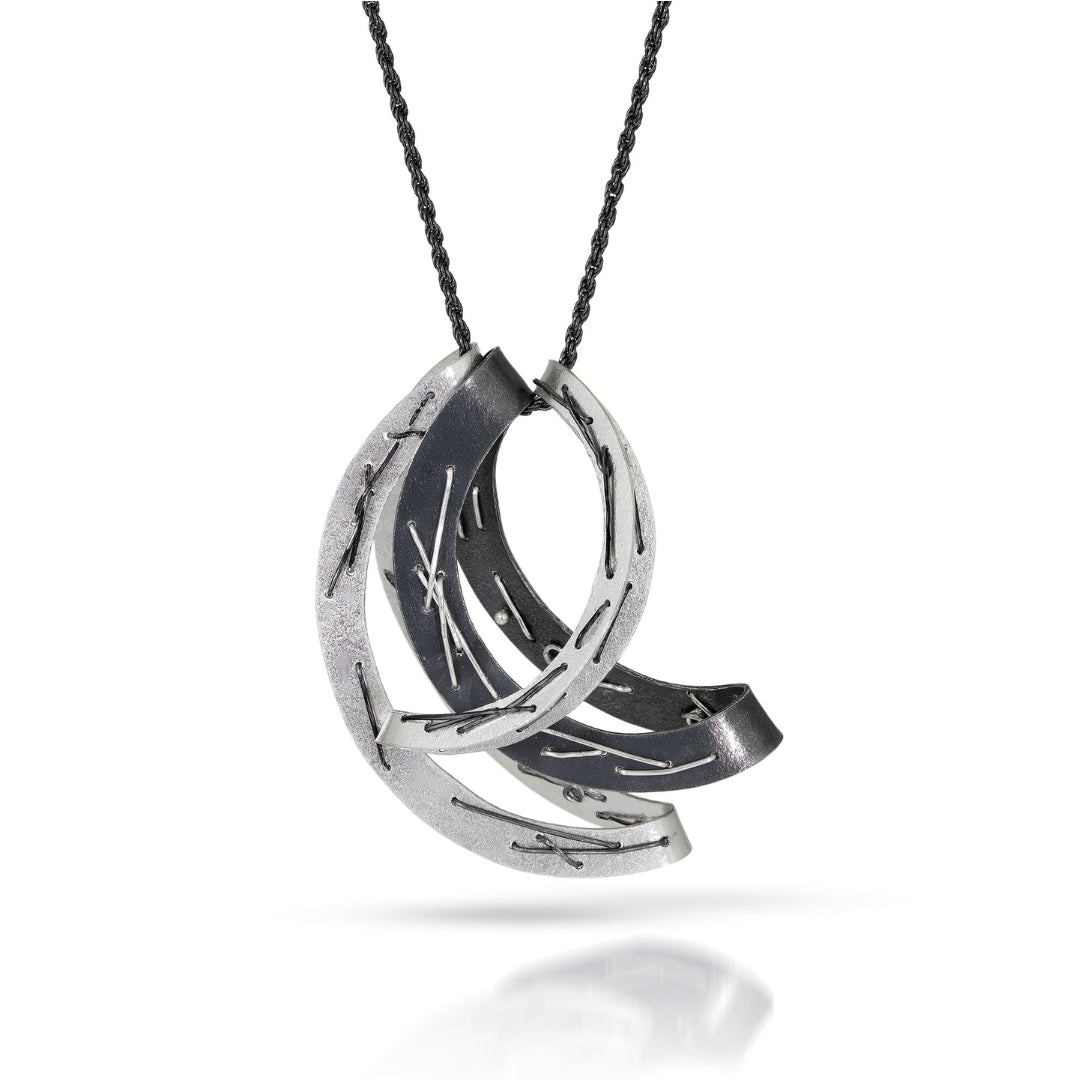 Stitched Arc Pendant Necklace