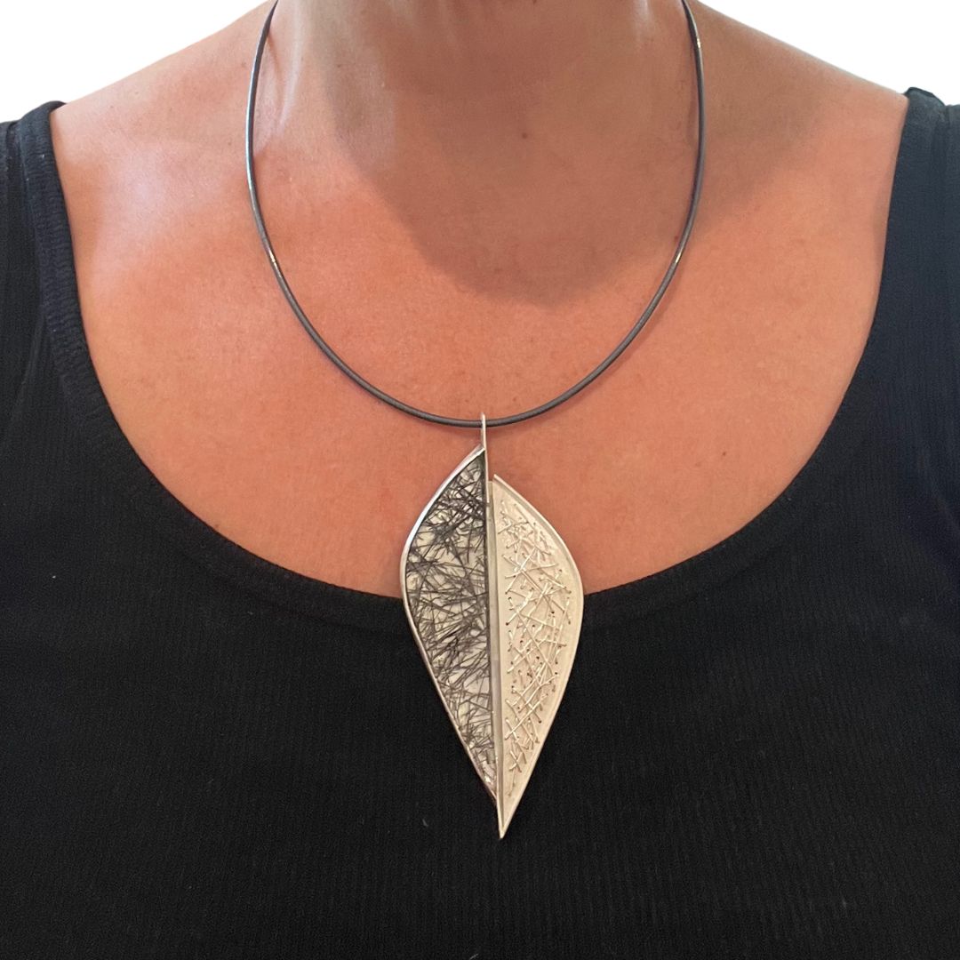 Fine Line Leaf Necklace and Brooch