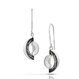 Silver earrings stitched with fine silver