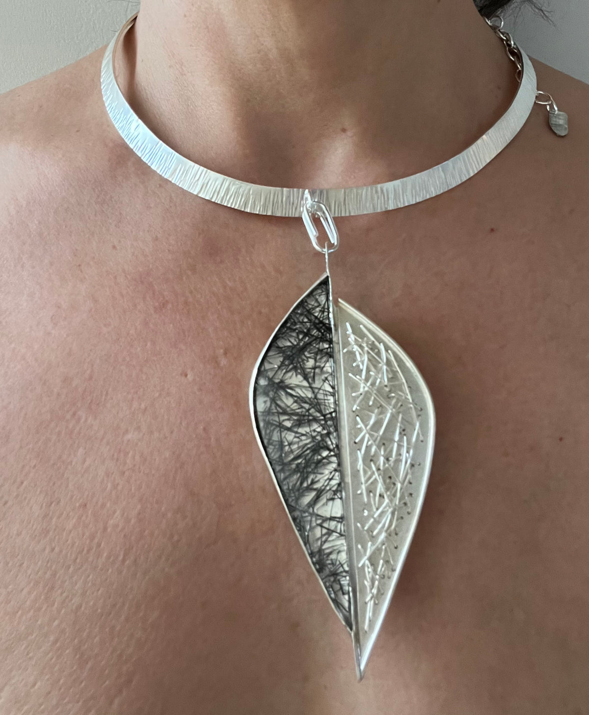 Fine Line Leaf Necklace and Brooch