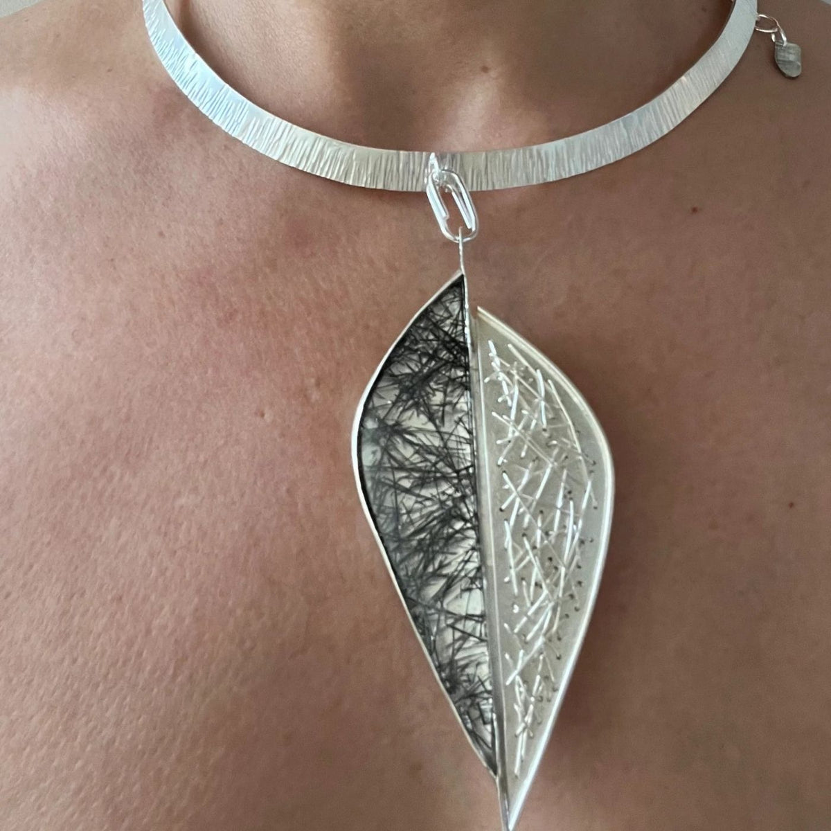 Fine Line Leaf Necklace and Brooch