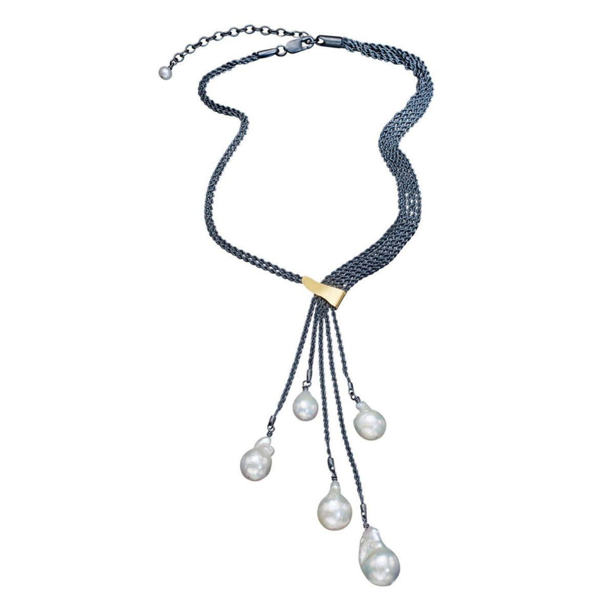 Five Baroque Pearl Cluster Necklace