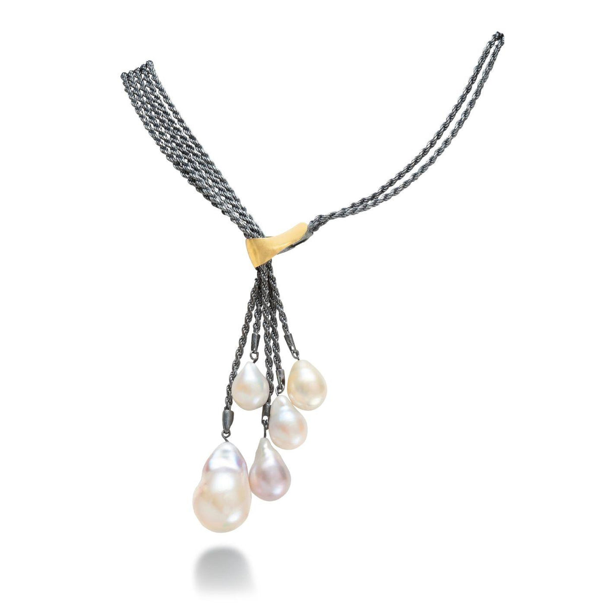 Five Baroque Pearl Cluster Necklace