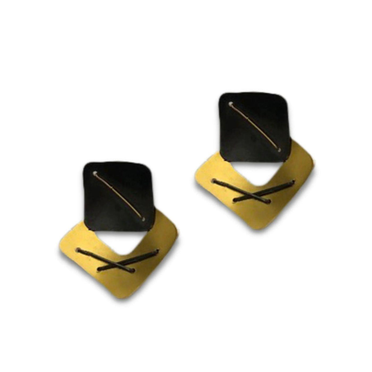 Modular Layered Square Earrings with 18k Gold