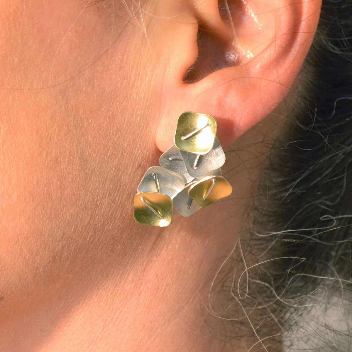 Sculptural Cluster Square Earrings