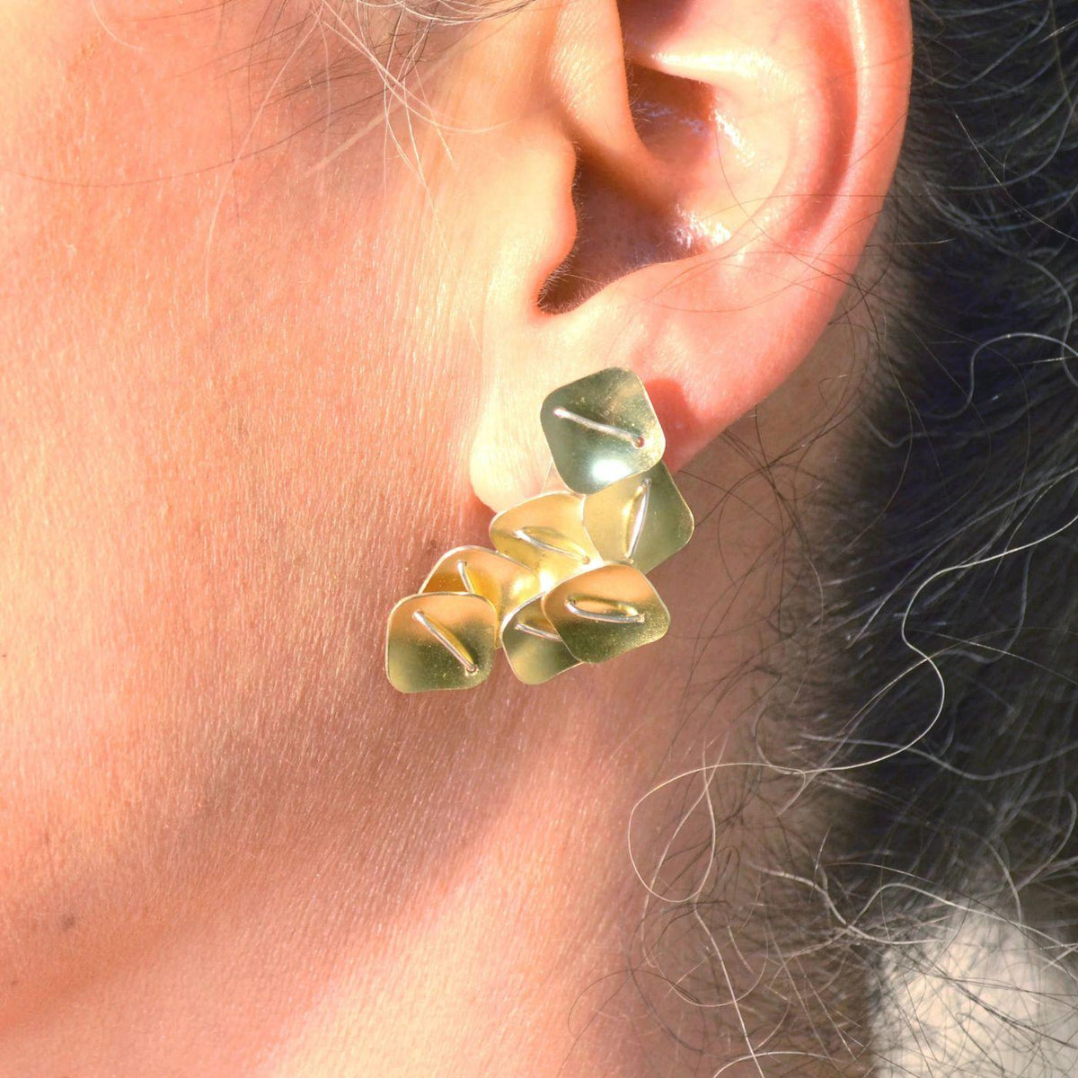 Sculptural Cluster Square Earrings