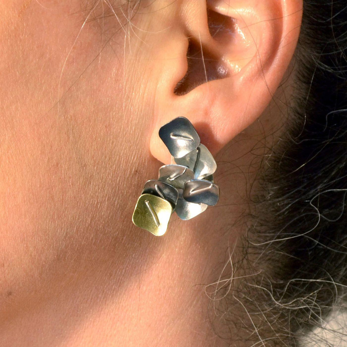 Sculptural Cluster Square Earrings