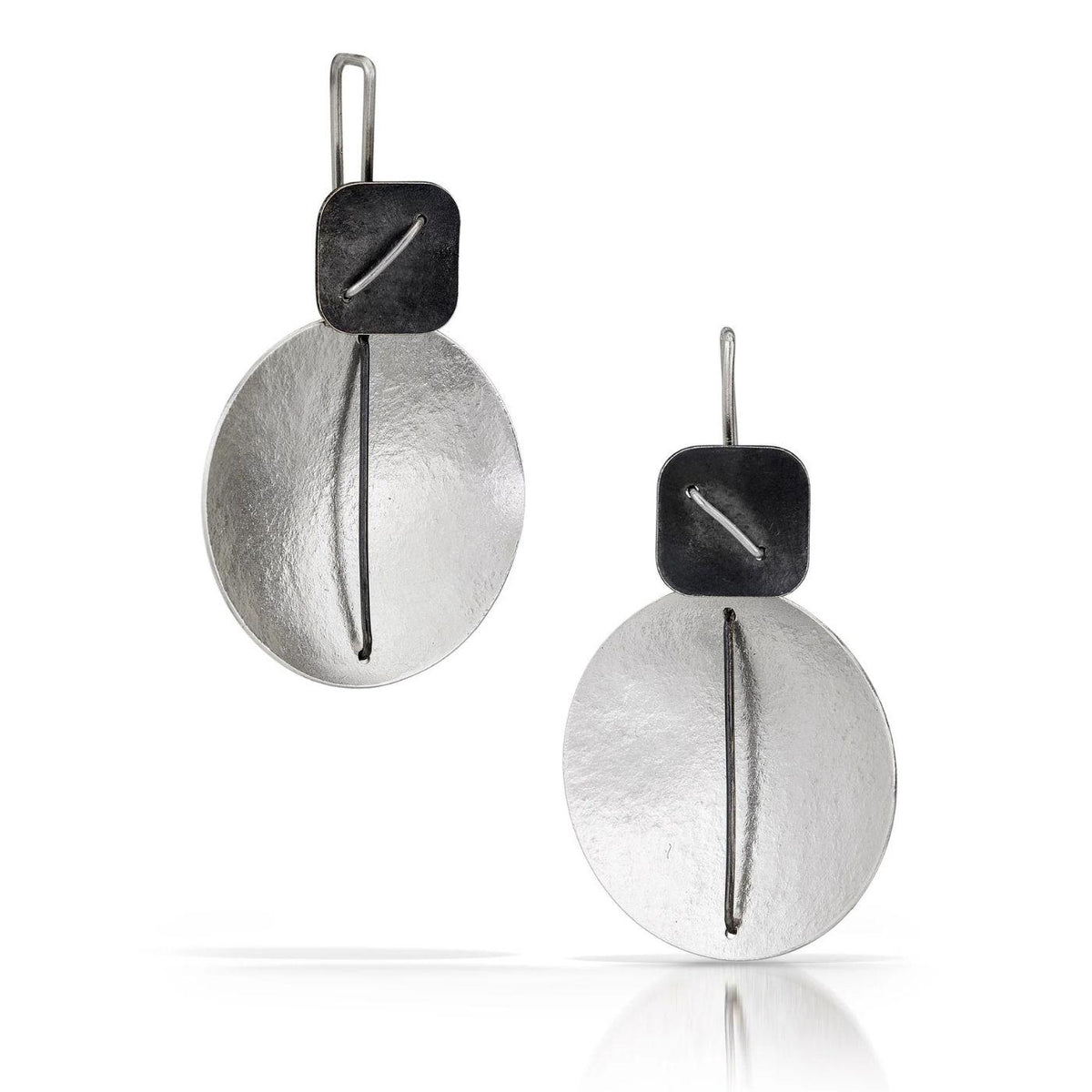 Square and Large Circle Hanging Earrings