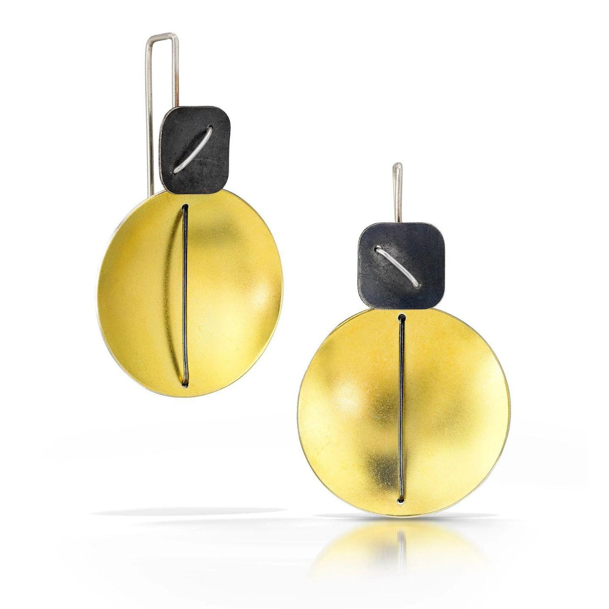 Square and Large Circle Hanging Earrings