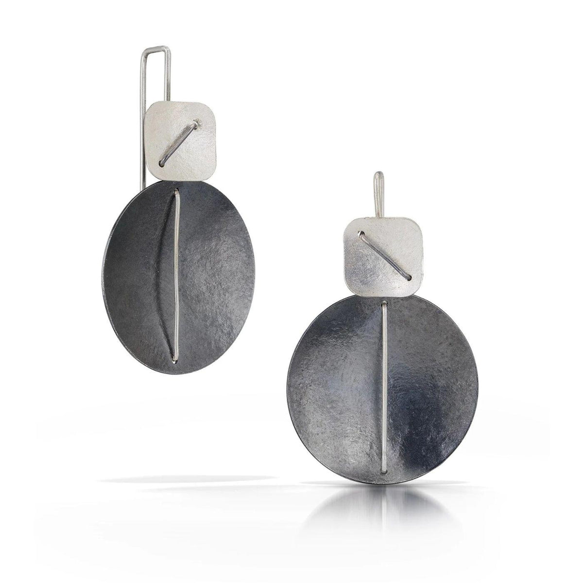 Square and Large Circle Hanging Earrings