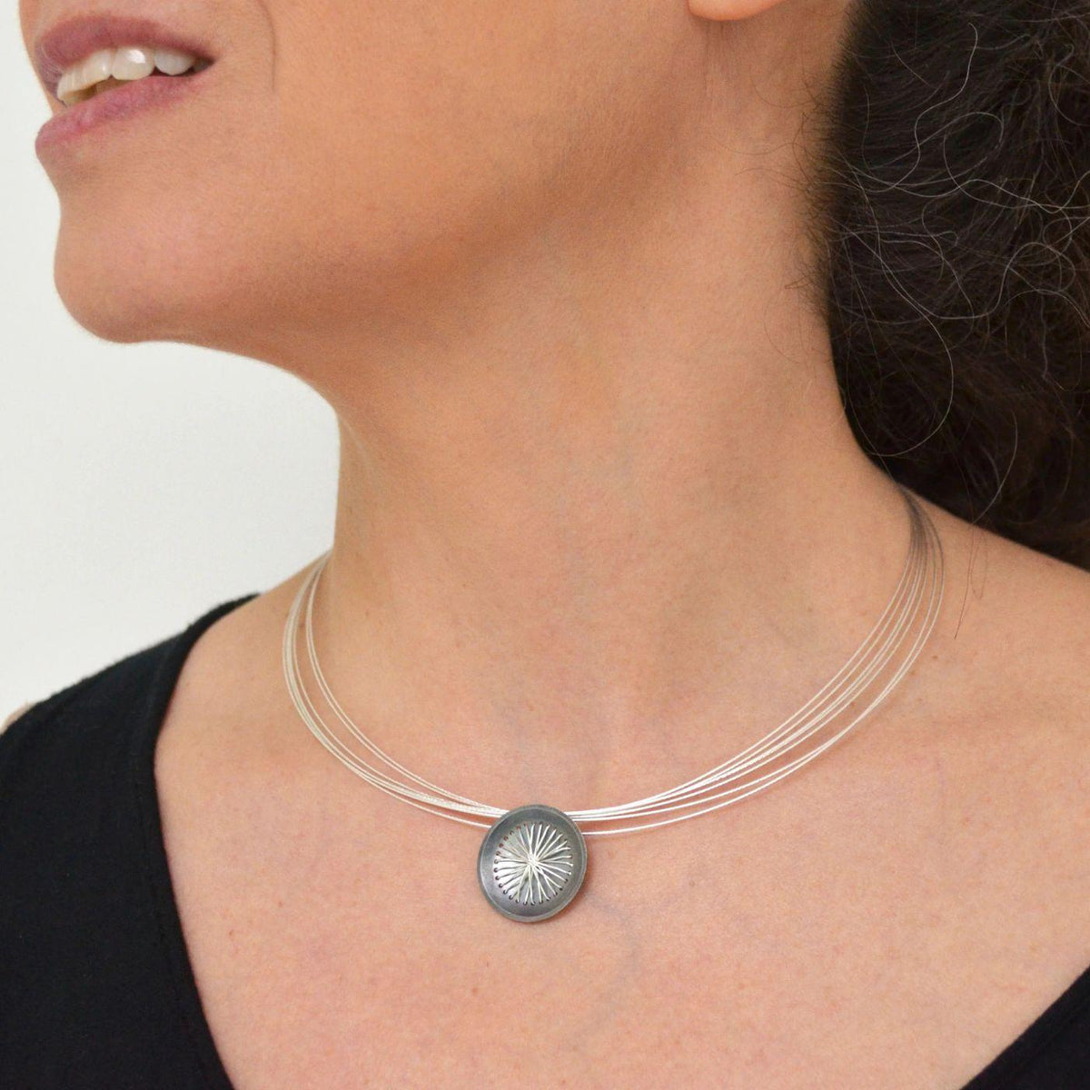 Stitched Circle Pendent Necklace