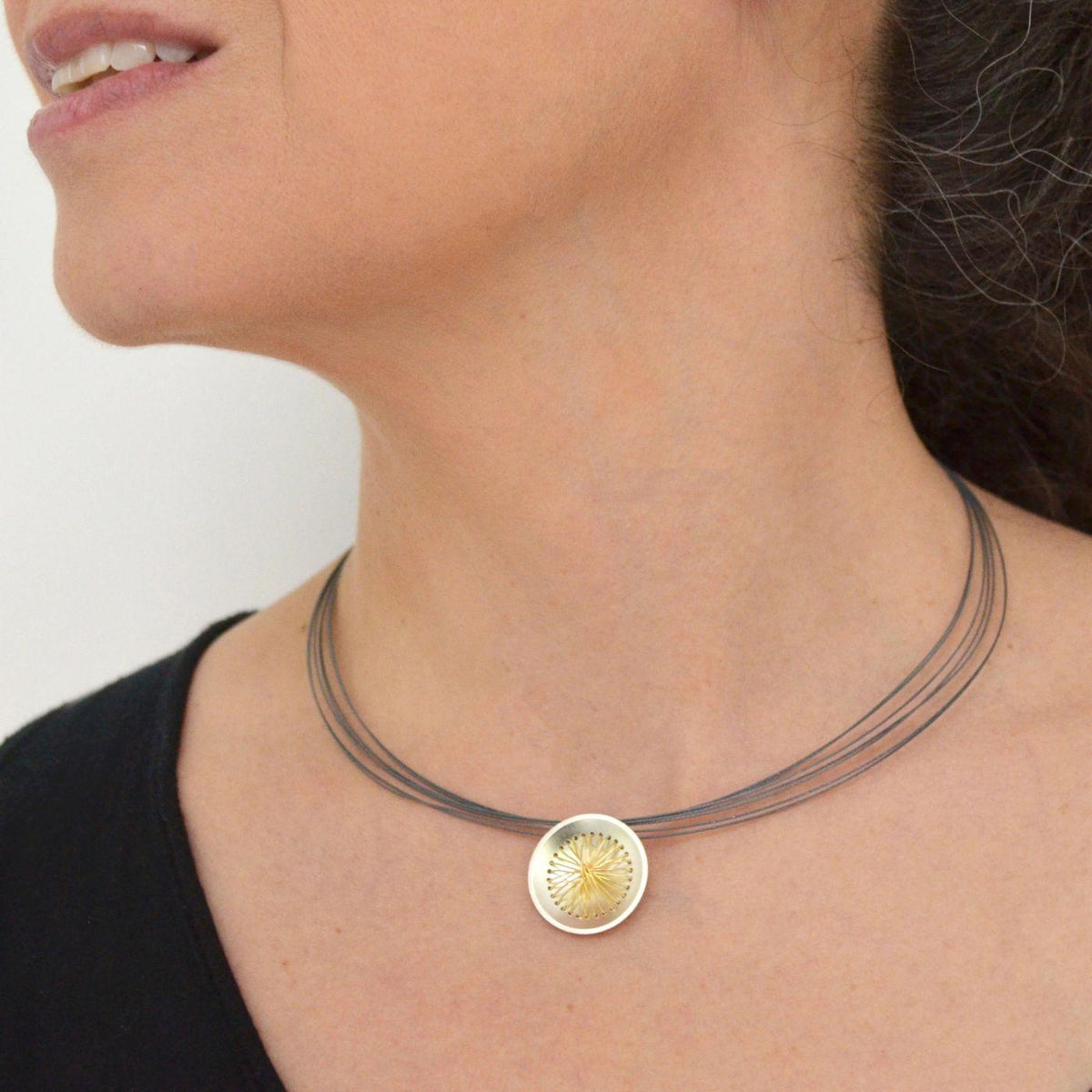 Stitched Circle Pendent Necklace