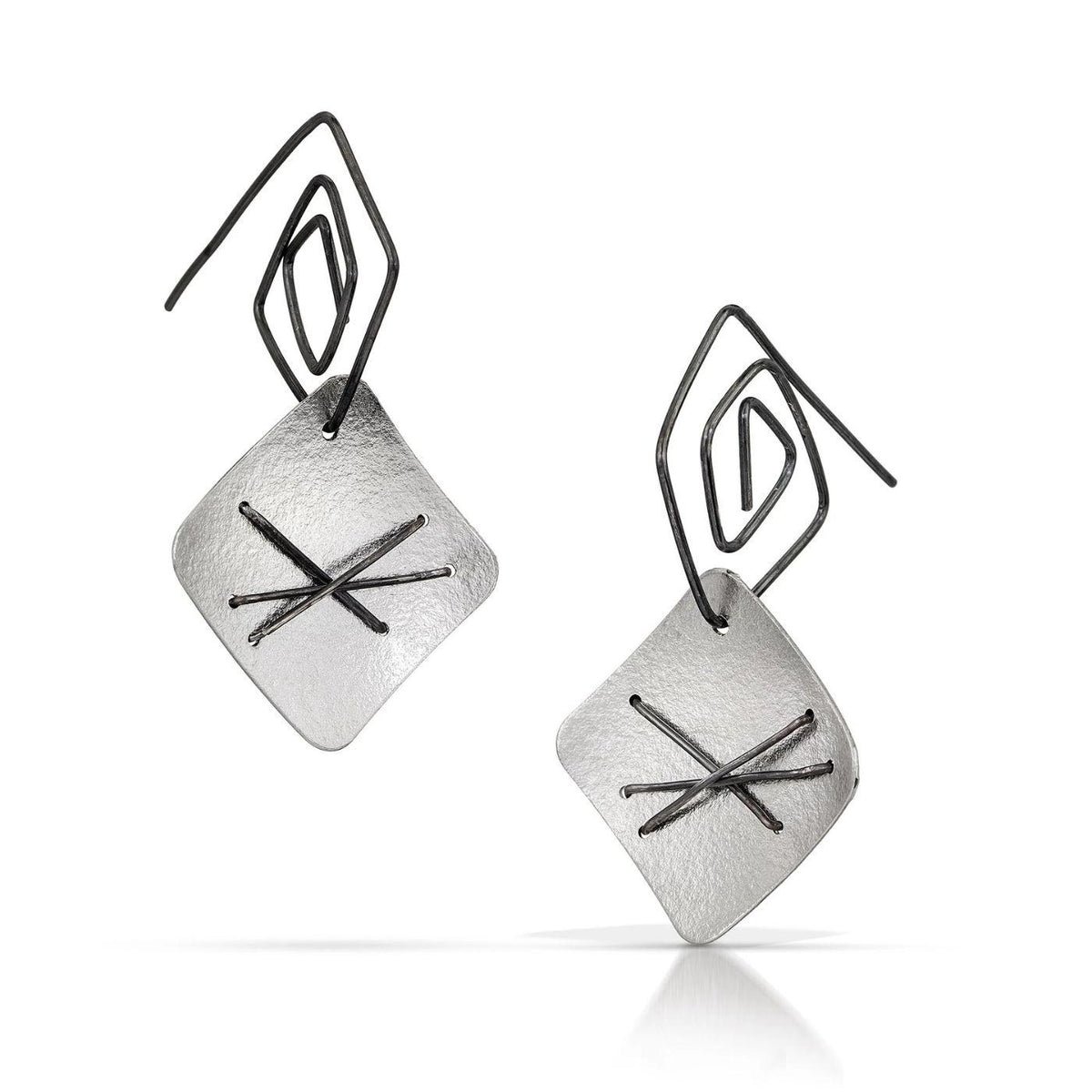 Three Stitch Hanging Layered Earrings