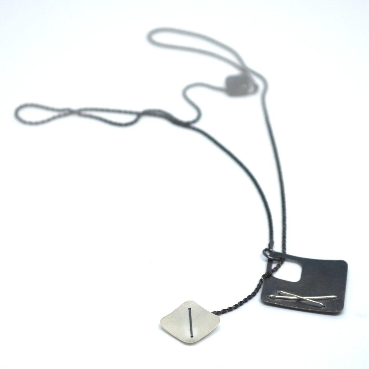 Two-Layered Stitched Square Necklace