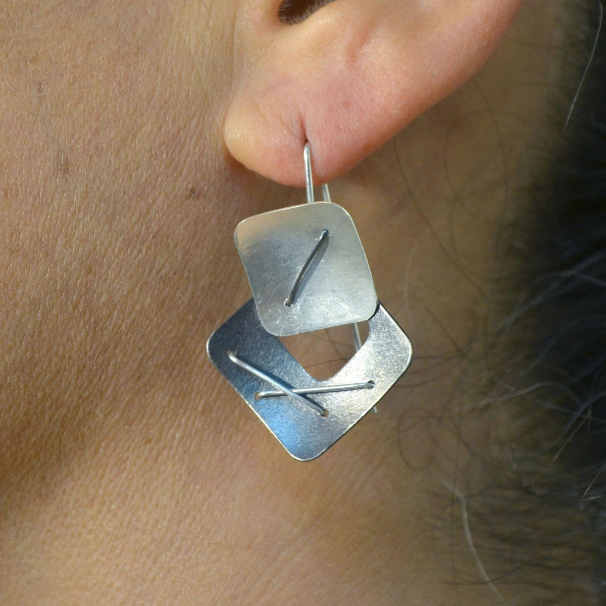 Two Square Layered Earrings