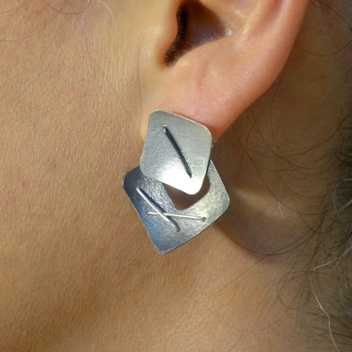 Two Square Layered Earrings