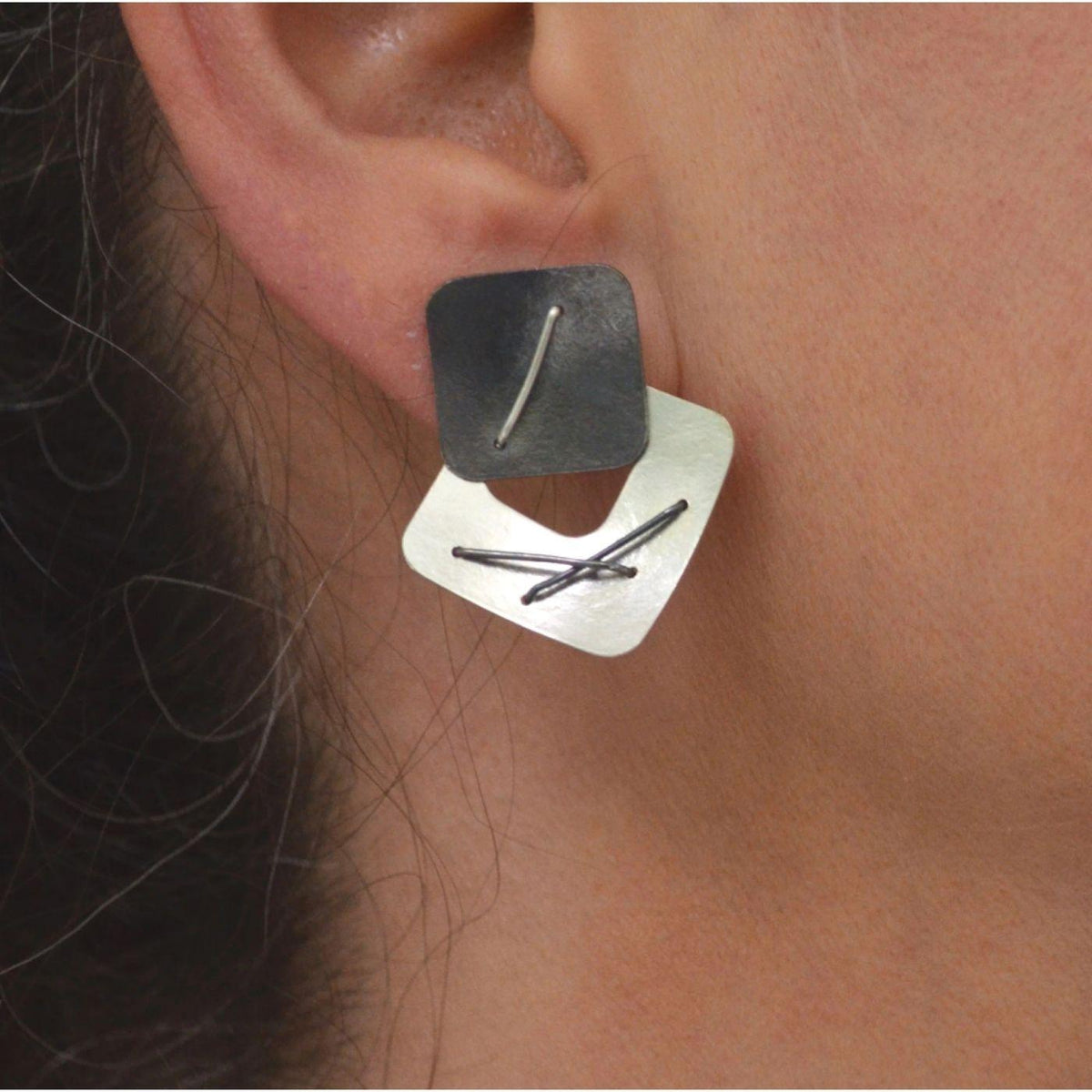 Two Square Layered Earrings