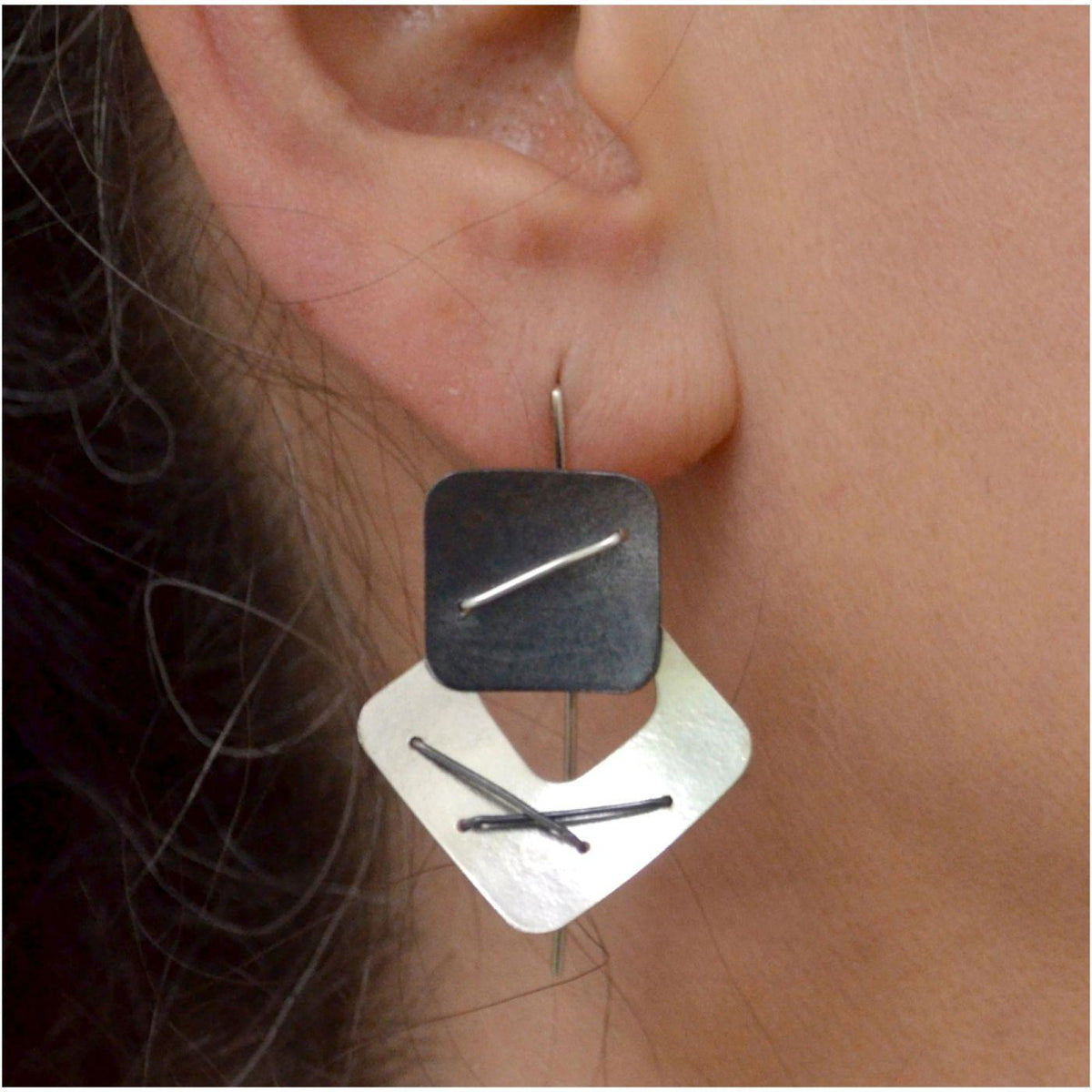 Two Square Layered Earrings