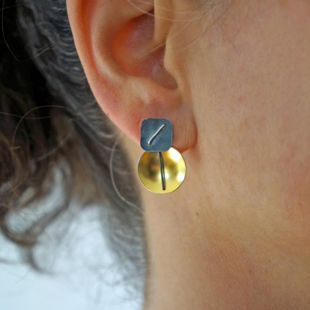 Suzanne Schwartz Circle and Square Earrings