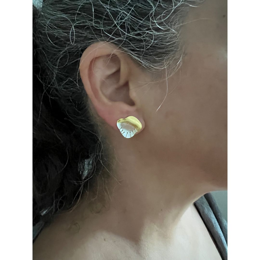 Bright Two-Tone Stud Earrings