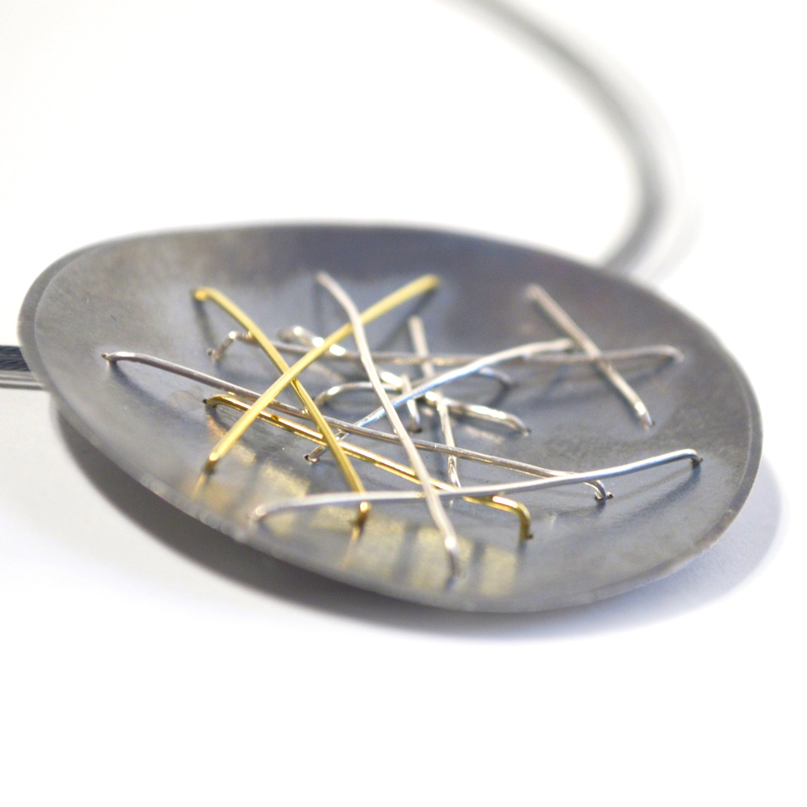 Suzanne Schwartz Free Form Pendant Necklace with 18k gold