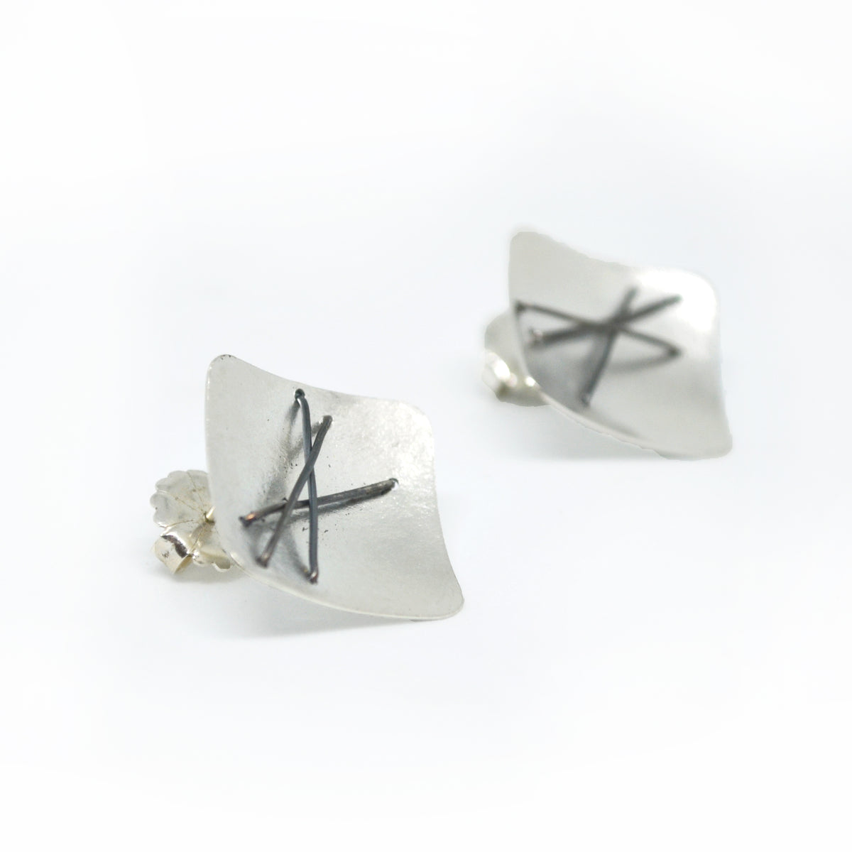Suzanne Schwartz Three Stitch Stud Earrings