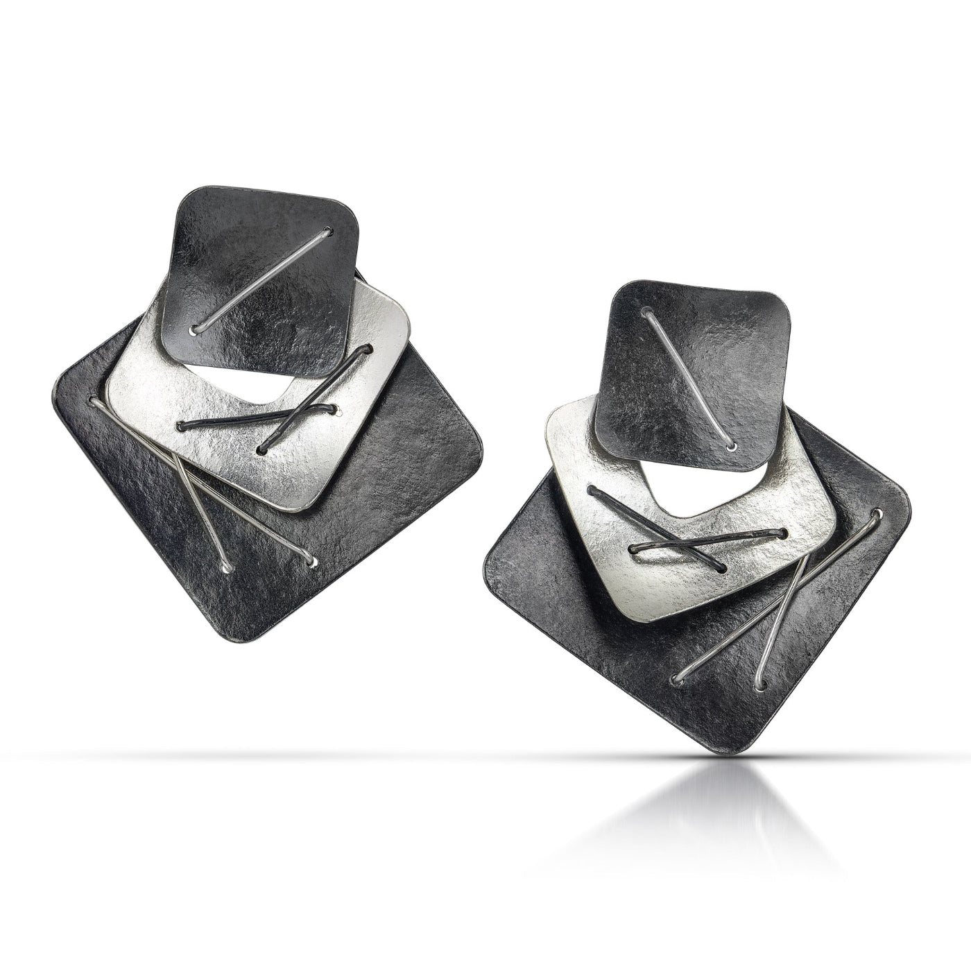 Suzanne Schwartz Three Piece Layered Earrings with Large Top