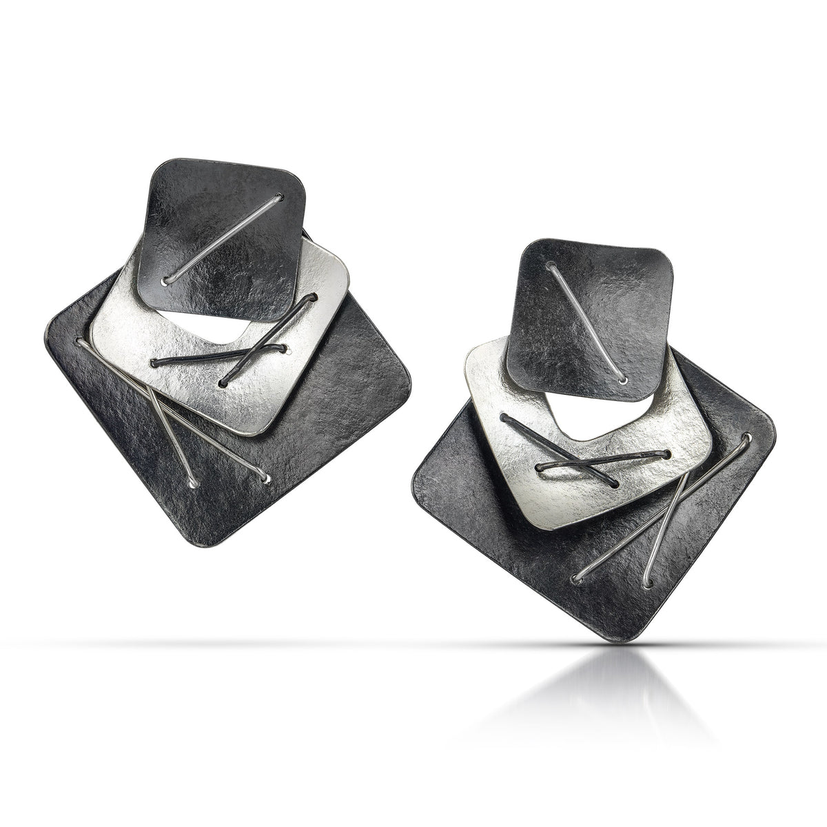 Suzanne Schwartz Three Piece Layered Earrings with Large Top
