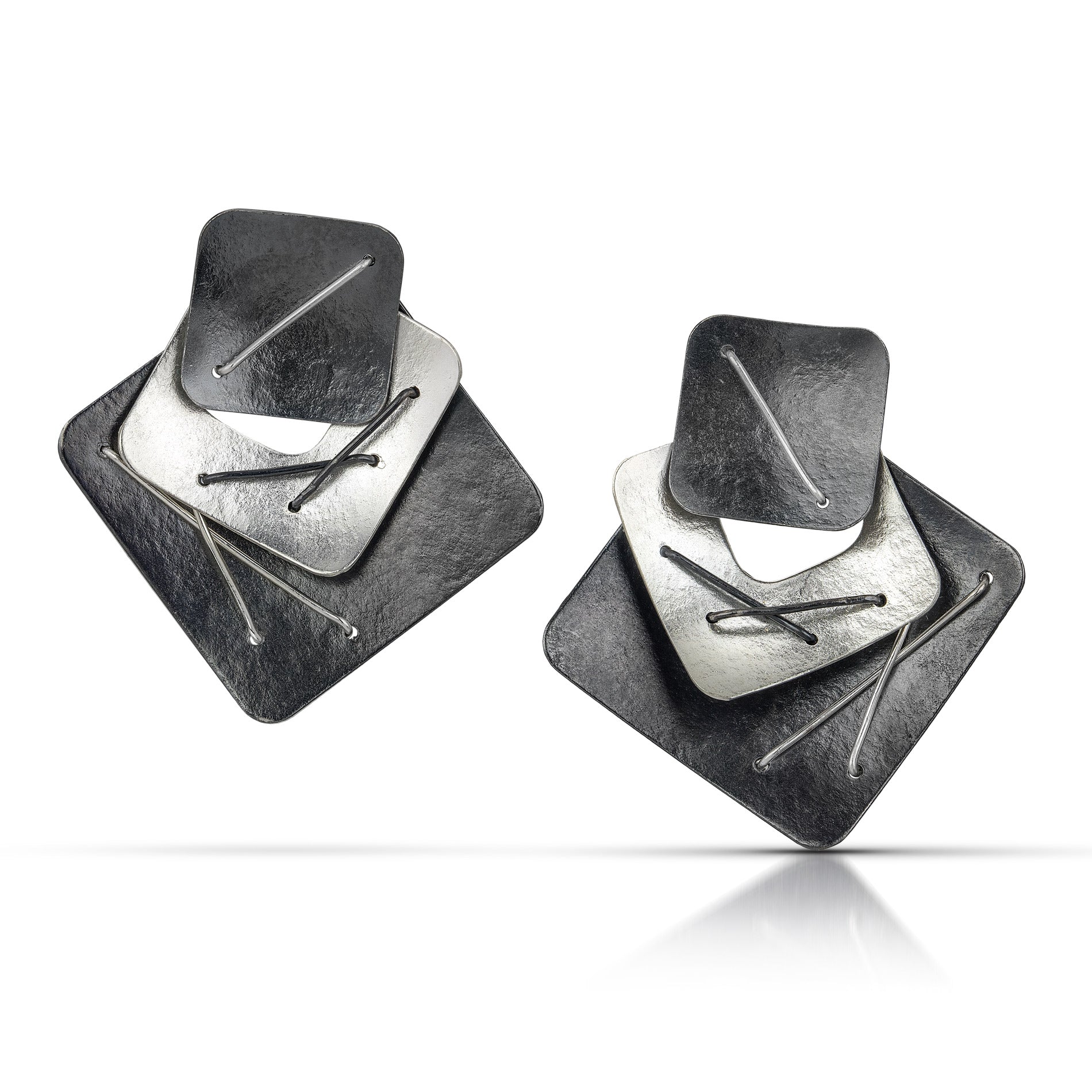 Suzanne Schwartz Three Piece Layered Earrings with Large Top