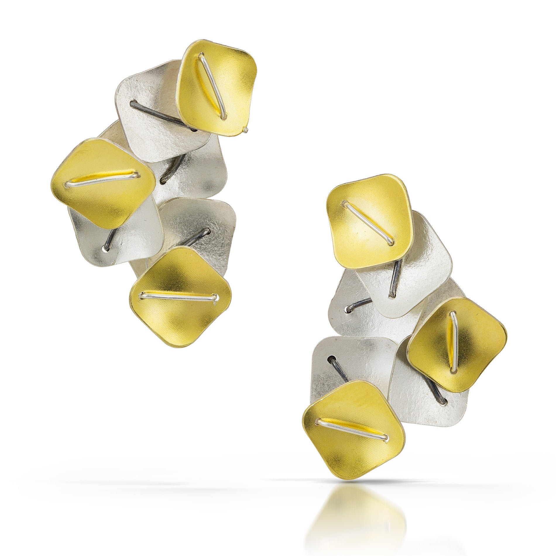 Suzanne Schwartz Cluster Black and White Earring with 22k accent