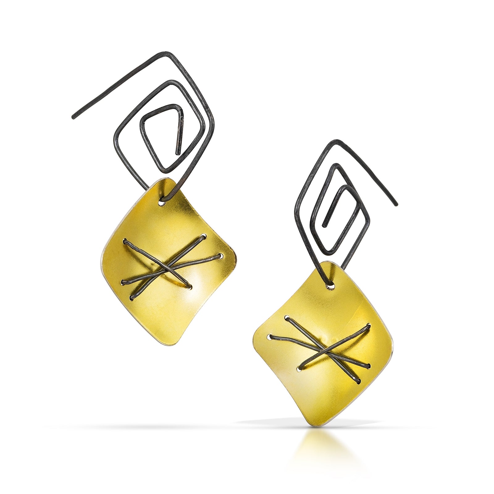 Suzanne Schwartz  Three Stitch Hanging Layered Earrings