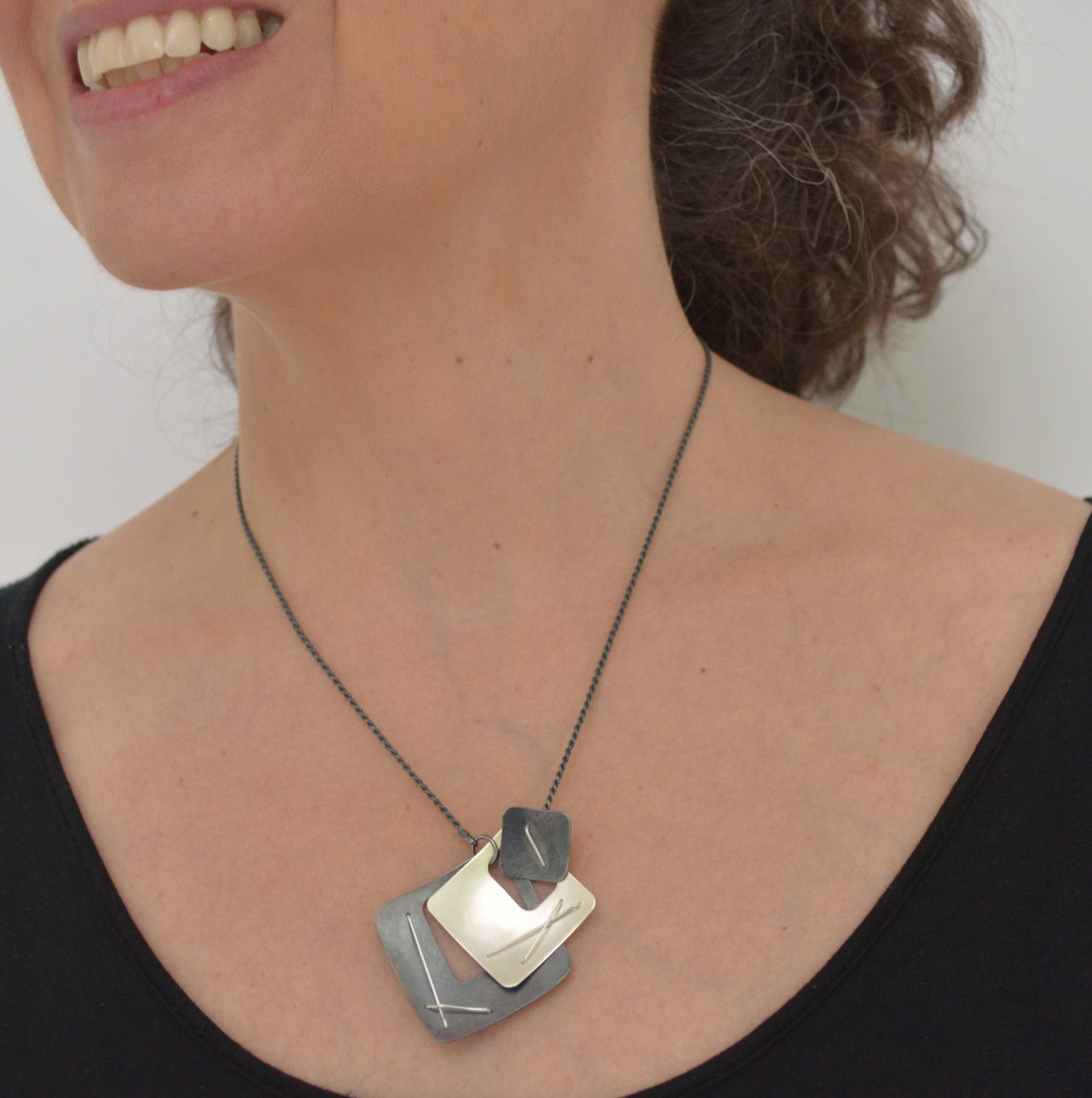 Suzanne Schwartz Three Square Necklace