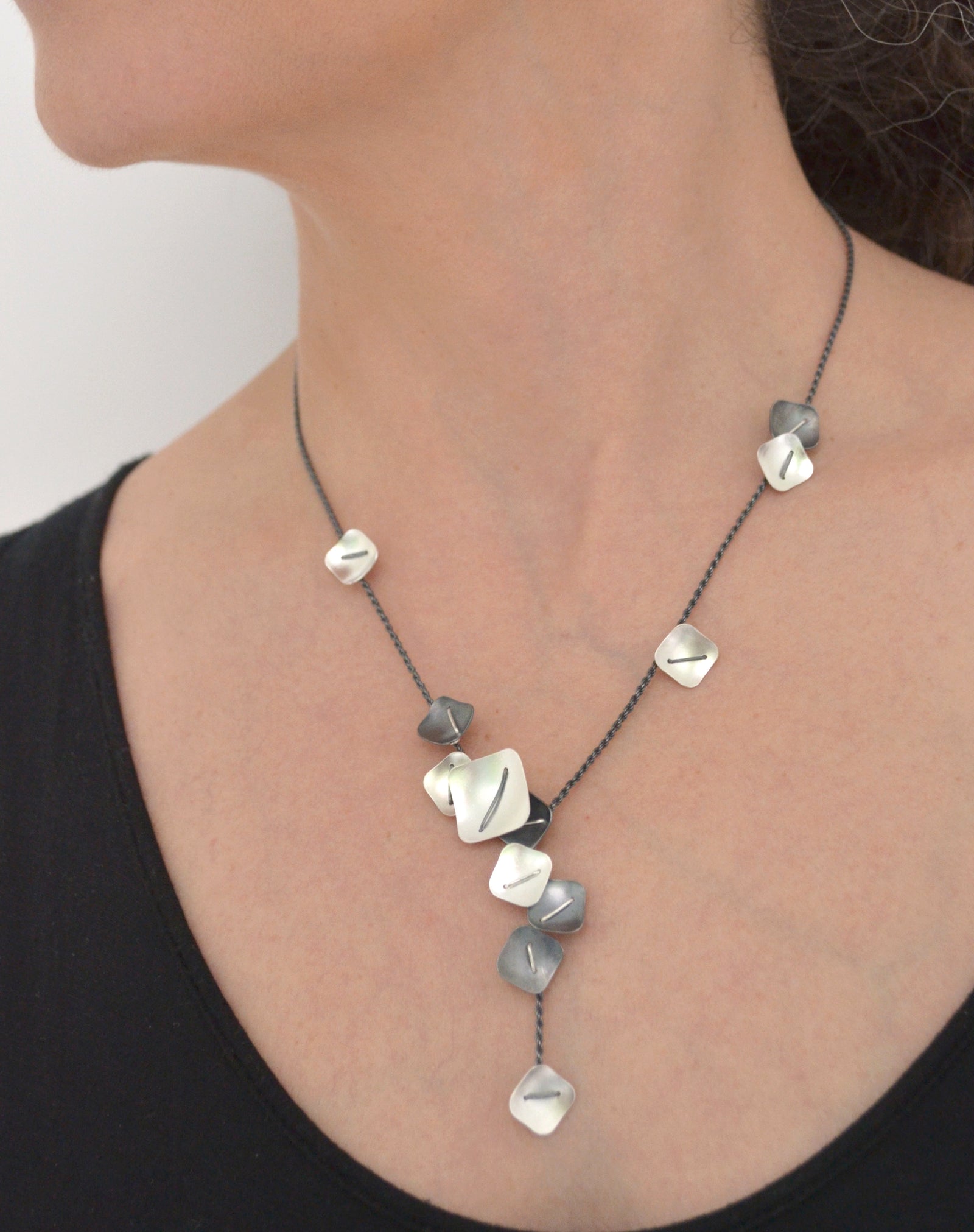 Suzanne Schwartz Layered Small Square Necklace